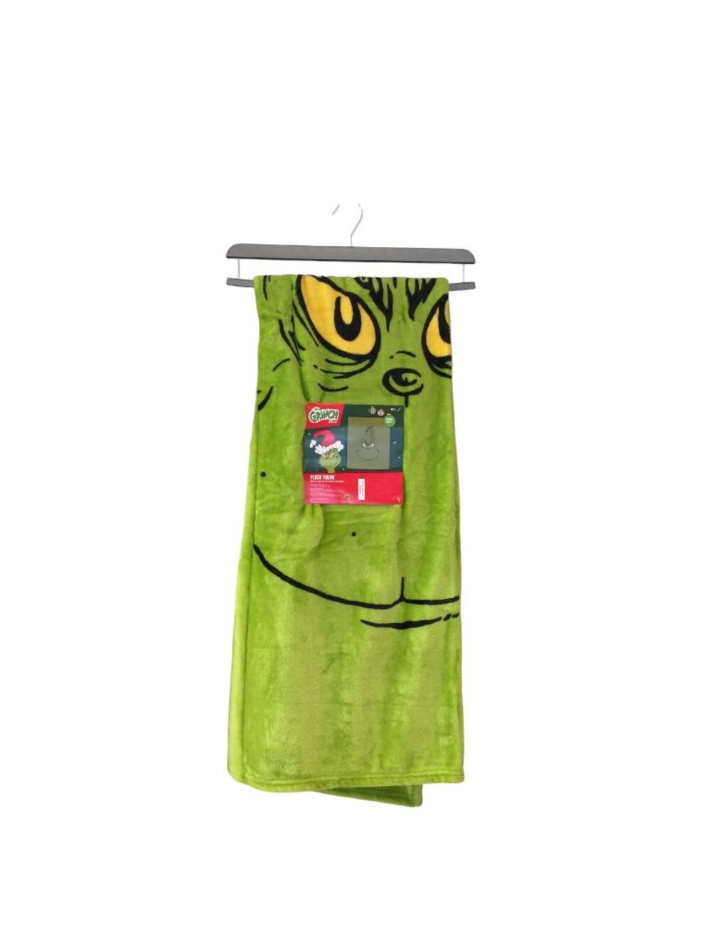 Dr Seuss How the Grinch Stole Christmas GRINCH FACE Plush Throw 50" x 60" Green